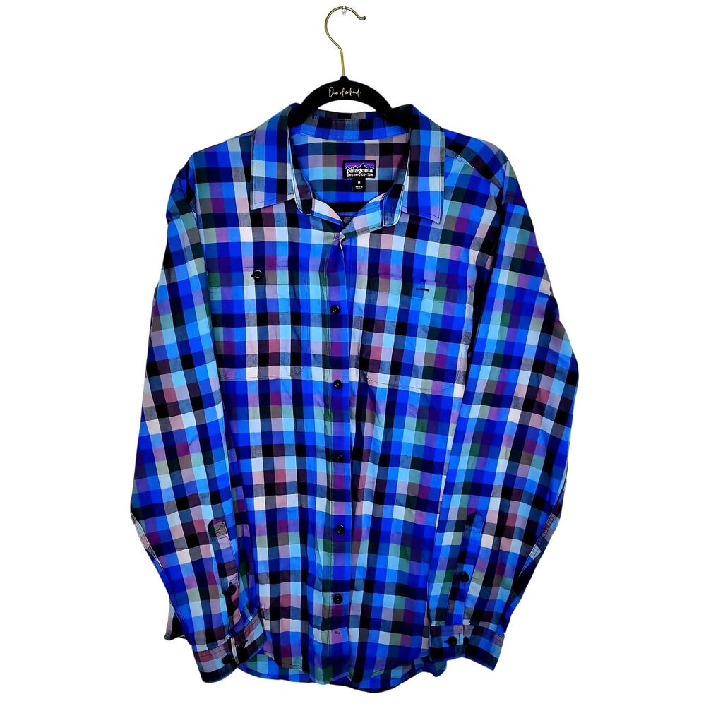 Patagonia Organic Cotton Plaid Button Up Shirt Men's Medium Long Sleeve